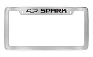 Chevrolet Spark with Logo Top Engraved Chrome Plated Brass License Plate Frame with Black Imprint