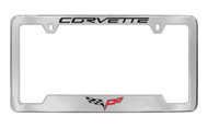 Chevrolet Corvette Corvette Top Chrome Plated Brass License Plate Frame with Black Imprint