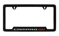 Chevrolet Camaro RS Bottom Engraved Black Coated Zinc License Plate Frame with Silver Imprint