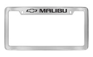 Chevrolet Malibu with Logo Top Engraved Chrome Plated Brass License Plate Frame with Black Imprint
