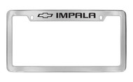 Chevrolet Impala with Logo Top Engraved Chrome Plated Brass License Plate Frame with Black Imprint