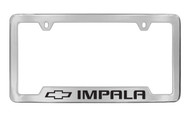 Chevrolet Impala with Logo Bottom Engraved Chrome Plated Brass License Plate Frame with Black Imprint