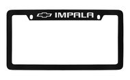 Chevrolet Impala with Logo Top Engraved Black Coated Zinc License Plate Frame with Silver Imprint