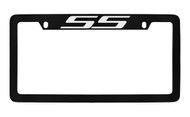 Chevrolet SS Top Engraved Black Coated Zinc License Plate Frame with Silver Imprint
