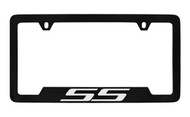 Chevrolet SS Bottom Engraved Black Coated Zinc License Plate Frame with Silver Imprint
