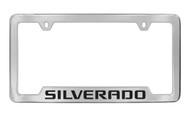 Chevrolet Silverado Bottom Engraved Chrome Plated Brass License Plate Frame with Black Imprint