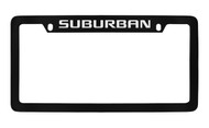 Chevrolet Suburban Top Engraved Black Coated Zinc License Plate Frame with Silver Imprint