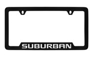 Chevrolet Suburban Bottom Engraved Black Coated Zinc License Plate Frame with Silver Imprint
