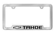 Chevrolet Tahoe with Logo Bottom Engraved Chrome Plated Brass License Plate Frame with Black Imprint