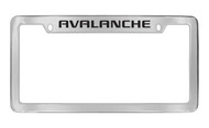 Chevrolet Avalanche Top Engraved Chrome Plated Brass License Plate Frame with Black Imprint