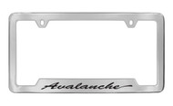 Chevrolet Avalanche Script Bottom Engraved Chrome Plated Brass License Plate Frame with Black Imprint