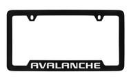 Chevrolet Avalanche Bottom Engraved Black Coated Zinc License Plate Frame with Silver Imprint