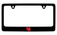 Saturn Logo Black Coated Metal License Plate Frame Holder
