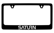 Saturn Black Coated Zinc License Plate Frame with Silver Imprint