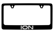 Saturn Ion Black Coated Zinc License Plate Frame with Silver Imprint