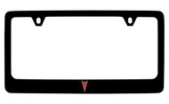 Pontiac Logo Only Black Coated Zinc License Plate Frame with Silver Imprint