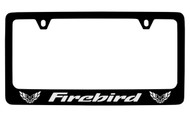 Pontiac Firebird Black Coated Zinc License Plate Frame with Silver Imprint