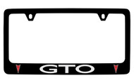Pontiac GTO Black Coated Zinc License Plate Frame with Silver Imprint