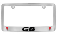 Pontiac G8 with 2 Logos Chrome Plated Brass License Plate Frame with Black and Red Imprint
