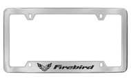 Pontiac Firebird with 1 FB Logo Bottom Engraved Chrome Plated Brass License Plate Frame with Black Imprint