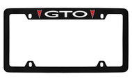 Pontiac GTO with 2 Red Logos Top Engraved Black Coated Zinc License Plate Frame with Silver Imprint