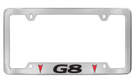Pontiac G8 with 2 Red Logos Bottom Engraved Chrome Plated Brass License Plate Frame with Black Imprint