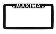 Nissan Maxima Black Coated Metal Top Engraved License Plate Frame Holder