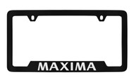 Nissan Maxima Black Coated Metal Bottom Engraved License Plate Frame Holder