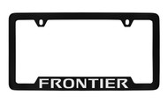 Nissan Frontier Black Coated Metal Bottom Engraved License Plate Frame Holder