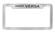 Nissan Versa Top Engraved Chrome Plated Solid Brass License Plate Frame Holder with Black Imprint