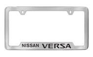 Nissan Versa Bottom Engraved Chrome Plated Solid Brass License Plate Frame Holder with Black Imprint