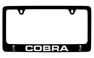 Ford Cobra with 2 Cobra Logos Black Coated Zinc Frame with Silver Imprint