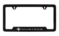 Ford Mustang with Pony & 3 Bars Bottom Engraved Black Coated Zinc Frame with Silver Imprint