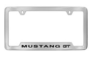 Ford Mustang GT Bottom Engraved Chrome Plated Solid Brass License Plate Frame Holder with Black Imprint