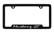 Ford Mustang GT Bottom Engraved Black Coated Zinc Frame with Silver Imprint Script