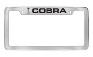 Ford Cobra with One Cobra Logo Top Engraved Chrome Plated Solid Brass License Plate Frame Holder Frame with Black Imprint