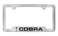 Ford Cobra with One Cobra Logo Bottom Engraved Chrome Plated Solid Brass License Plate Frame Holder Frame with Black Imprint