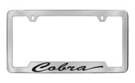 Ford Cobra Script Bottom Engraved Chrome Plated Solid Brass License Plate Frame Holder Frame with Black Imprint
