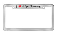 Ford I My Stang Top Engraved Chrome Plated Solid Brass License Plate Frame Holder with Black Imprint Script