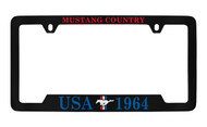 Ford USA 1964 with 3 Bar and Pony Bottom Engraved Universal Chrome Plated Solid Solid Brass License Plate Frame Holder