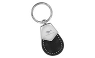 Mustang Black Tear Shaped Leather Keychain with Brush Satin Top