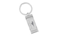 Mustang Satin Silver Rectangle Curve Shape Keychain