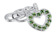 Green Heart Made with Green and Clear Crystals