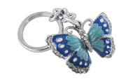Butterfly Green and Blue Butterfly with Clear Crystals Keychain