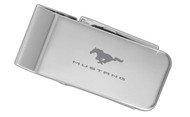 Mustang Chrome Plated Money Clip with Curved Satin Finish On Back