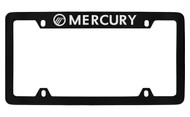 Mercury with Logo Top Engraved Black Coated Zinc License Plate Frame with Silver Imprint