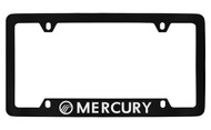 Mercury with Logo Bottom Engraved Black Coated Zinc License Plate Frame with Silver Imprint