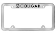 Mercury Cougar with Logo Top Engraved Chrome Plated Solid Brass License Plate Frame with Black Imprint