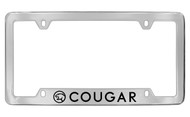 Mercury Cougar with Logo Bottom Engraved Chrome Plated Solid Brass License Plate Frame