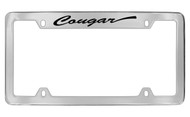Mercury Cougar Script Top Engraved Chrome Plated Solid Brass License Plate Frame with Black Imprint